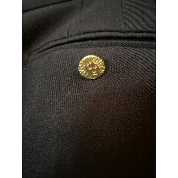 Anne Klein Womens Straight Leg Black Dress Pants Sz 8 Gold Lion Buttons Trousers - Picture 12 of 16